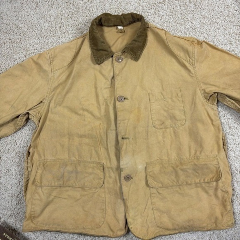 Vintage 60s–70s Military Canvas Field Jacket w/ Button-In Liner Corduroy Collar - Picture 2 of 16